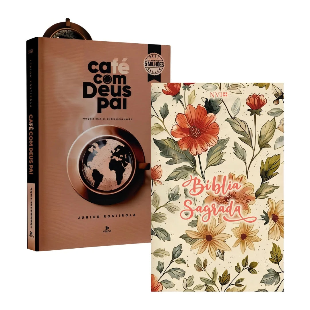 Livro Best Seller Cafe com Deus Pai + Holy Bible NVI Biblia Books em Portugues