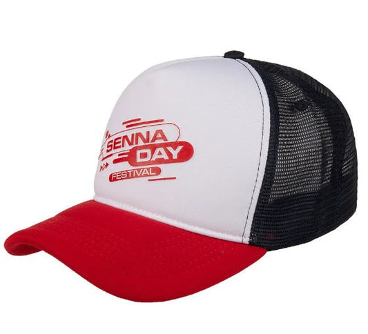Original Brazilian Red Ayrton Senna Festival Cap Unisex White / Navy Senna Day