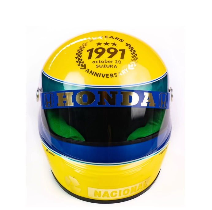 Ayrton Senna 30 Years 3 Times World Champion Helmet Replica w/ Sid Mosca Serial Number