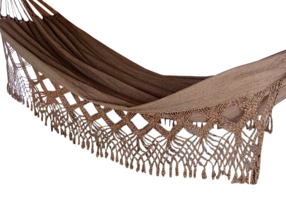 Brown Luxury Hammock with macrame - 14ft x 5ft - Brazilian Premium Handmade w/ Natural Cotton