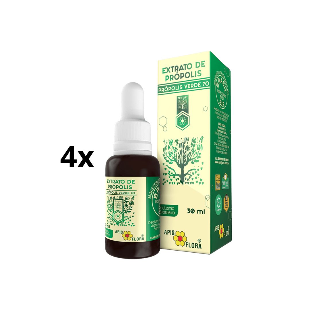 Apis Flora Propolis Lof of 4 Apis Flora Green Propolis Extract 70% Immunity Supplement 30ml