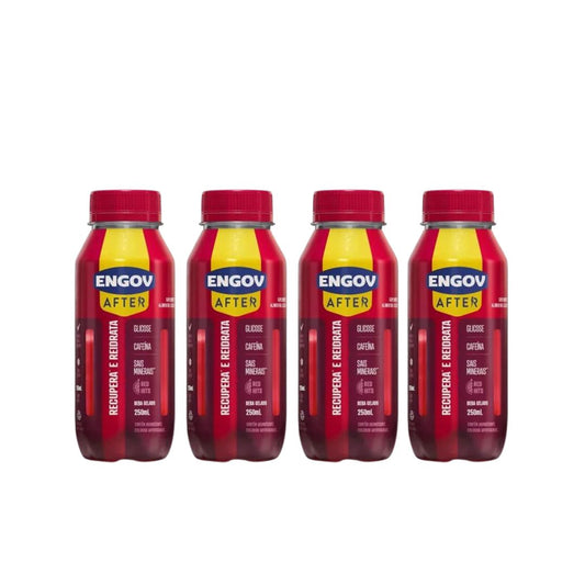 Lot of 4 Engov After Red Hits Flavor Hangover Recovery Rehydrate Drink 250ml