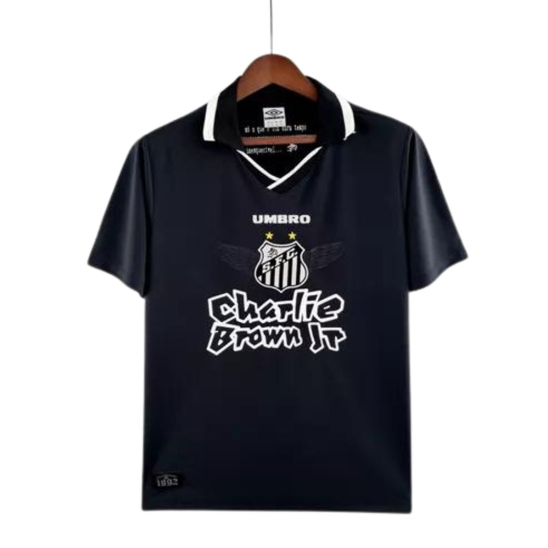 Umbro Santos Brazilian Soccer Team Charlie Brown Jr Black T-Shirt S Size