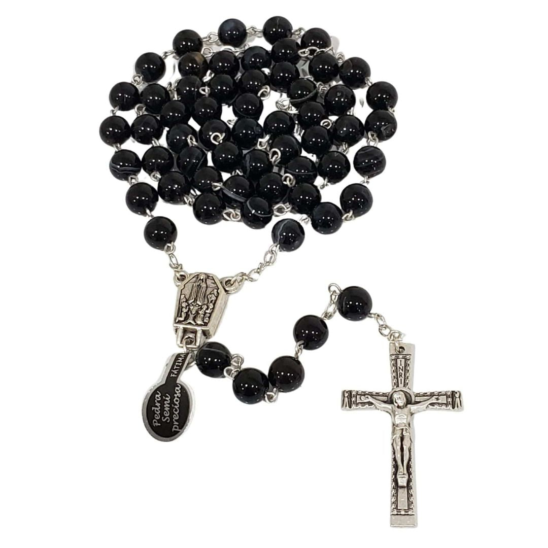 Onix Natural Semi-precious Jewel Stone Religious Chaplet Our Lady of Fátima