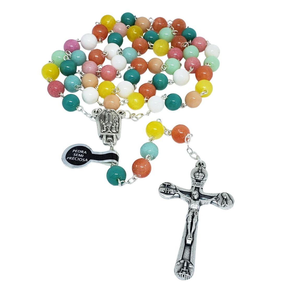 Agate Natural Semi-precious Jewel Stone Religious Chaplet Our Lady of Fátima