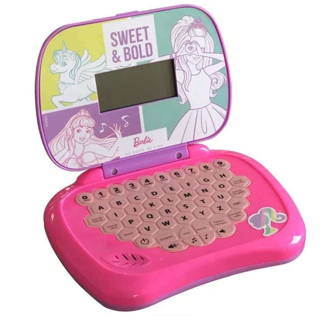 Barbie Kids Bilingual Laptop Children's Notebook Fun Play Toys Candide
