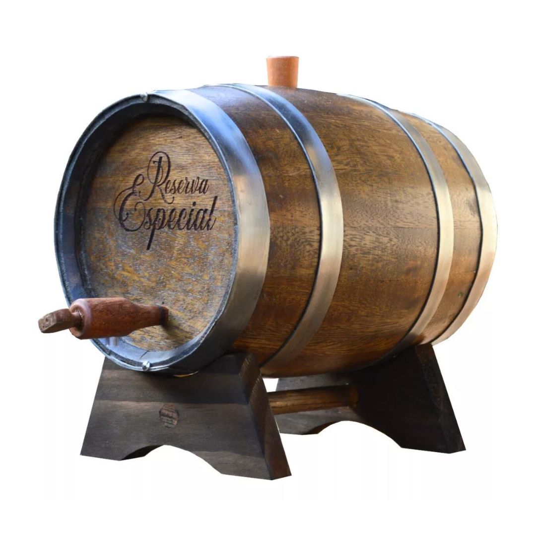 Polished Brushed Oak Wooden Cachaca Distilled Drink Barrel 3 Liters Capacity