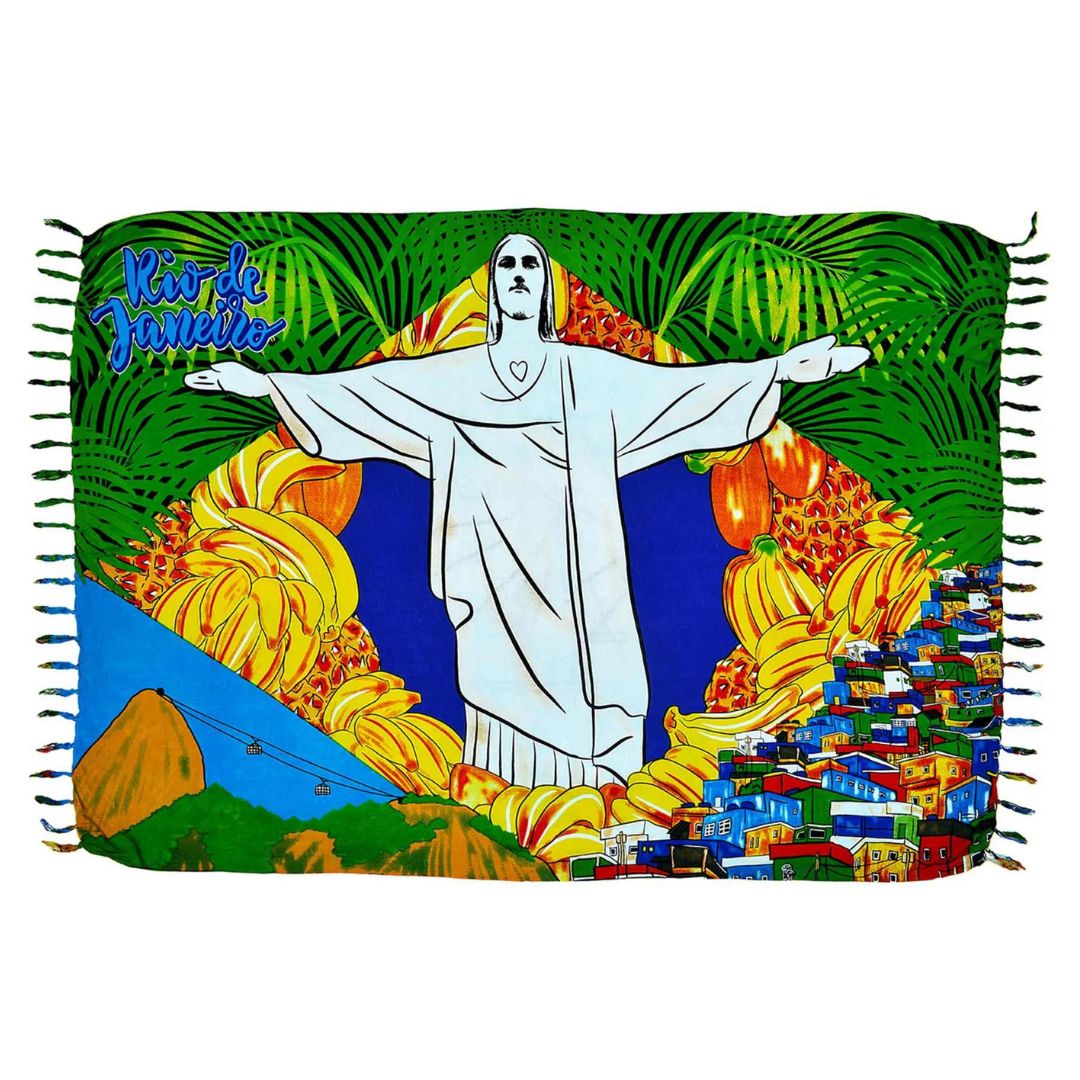 Brazil Rio de Janeiro Flag Canga Beach Towel Sarong Viscose Beachwear