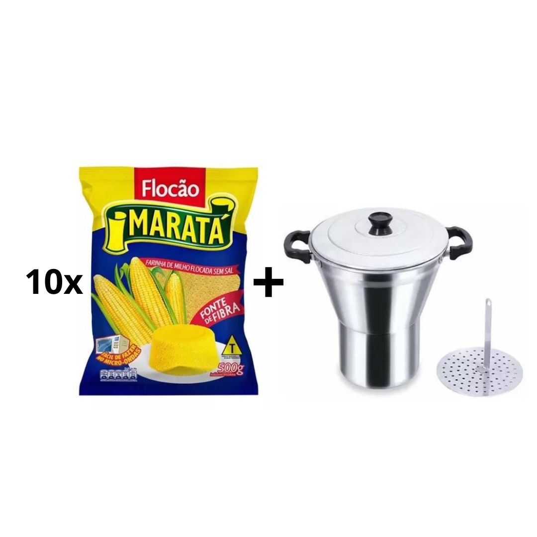 The Keratin Store Cuscuzeira Brazilian Cuscuzeiro Nordestino + 10x Flocão Couscuz Maratá 500g Cuscuz